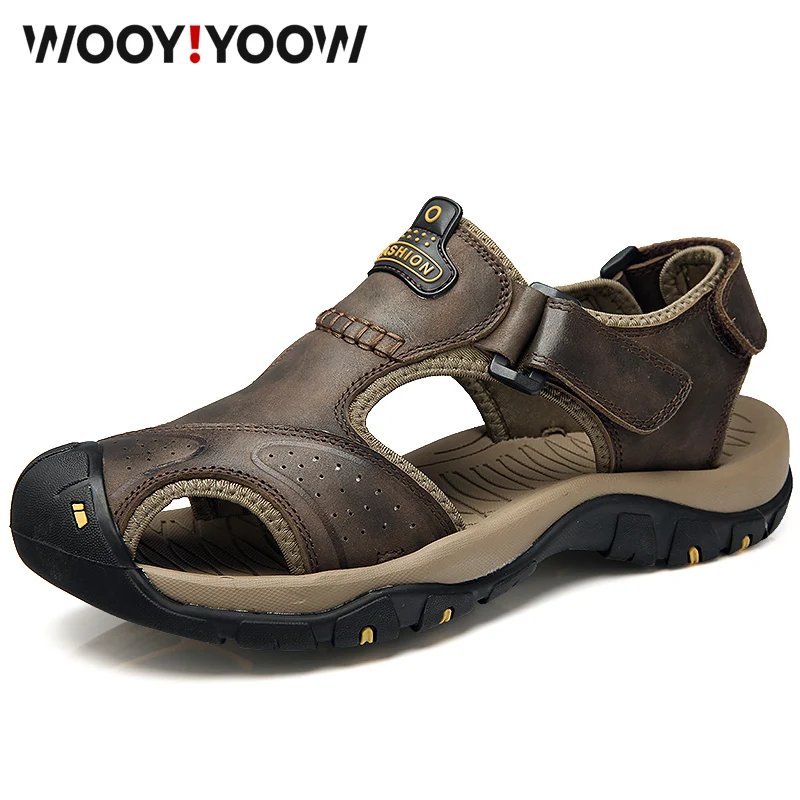 

WOOY!YOOW 2019 Men's Sandals New Fashion Men's Casual Sandals Shoes Male Toe Beach Shoes Hot Cool Foot Walking Shoes Wearable