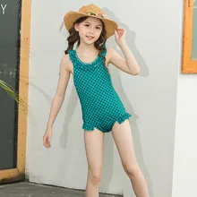 Купальники с оборками для маленьких девочек; купальный костюм; пляжный комбинезон; одежда(зеленый цвет