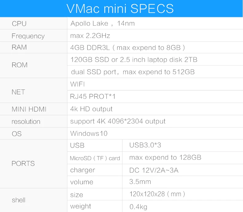 Cheap V1 VOYO VMac Mini PC Intel Apollo N4200 Pocket PC with 8GB DDR3L RAM 256GB SSD 4K HD License Windows 10 Bluetooth 4.0 25