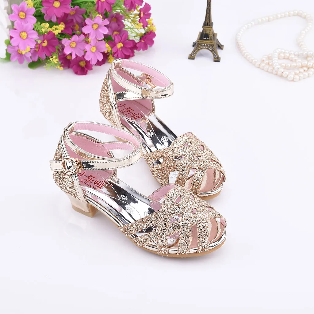 Сандалии для маленьких девочек; обувь для маленьких девочек с блестками; обувь для принцессы сандалии для танцев; sandale fille11.402gg