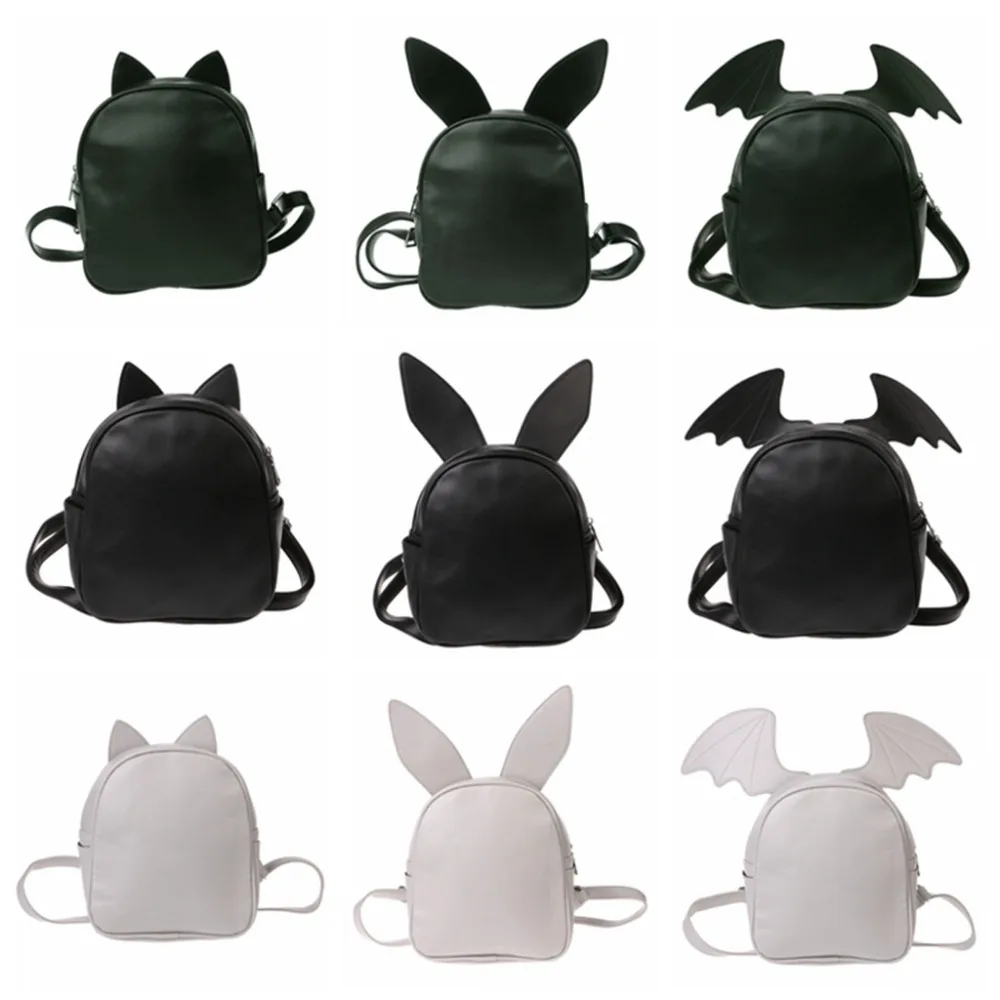 

THINKTHENDO Women Girls Sweet Rabbit Cat Ear Devil Wings School Bag Travel Backpack