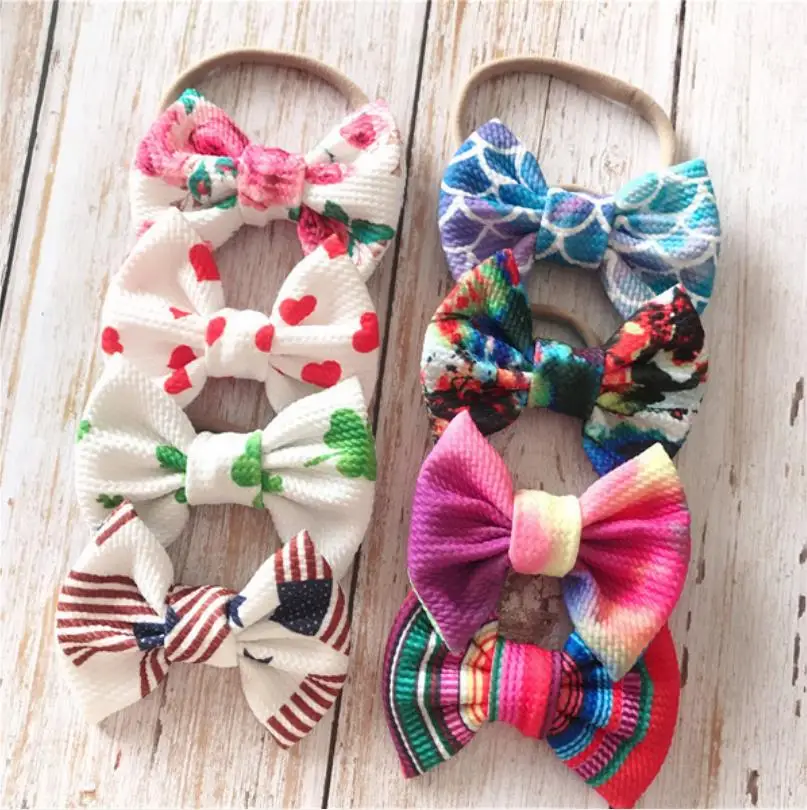 

5inch large bow nylon hair band Hair Bow Elastic Headbands Girls Soft Nylon Headband For Kids Hot Sale Headwrap Hair Accessories