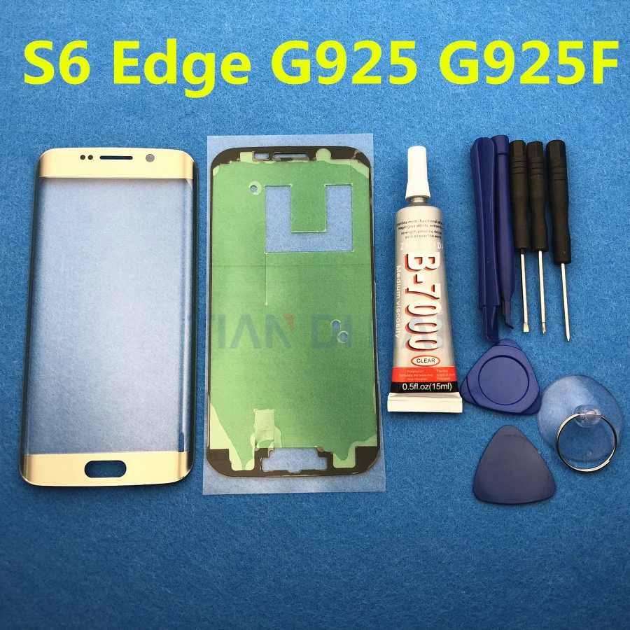 Передняя внешняя стеклянная крышка объектива Замена для Samsung Galaxy S6 Edge G925 G925F S7 Edge G935 G935F ЖК-стекло и B-7000 клей и инструмент