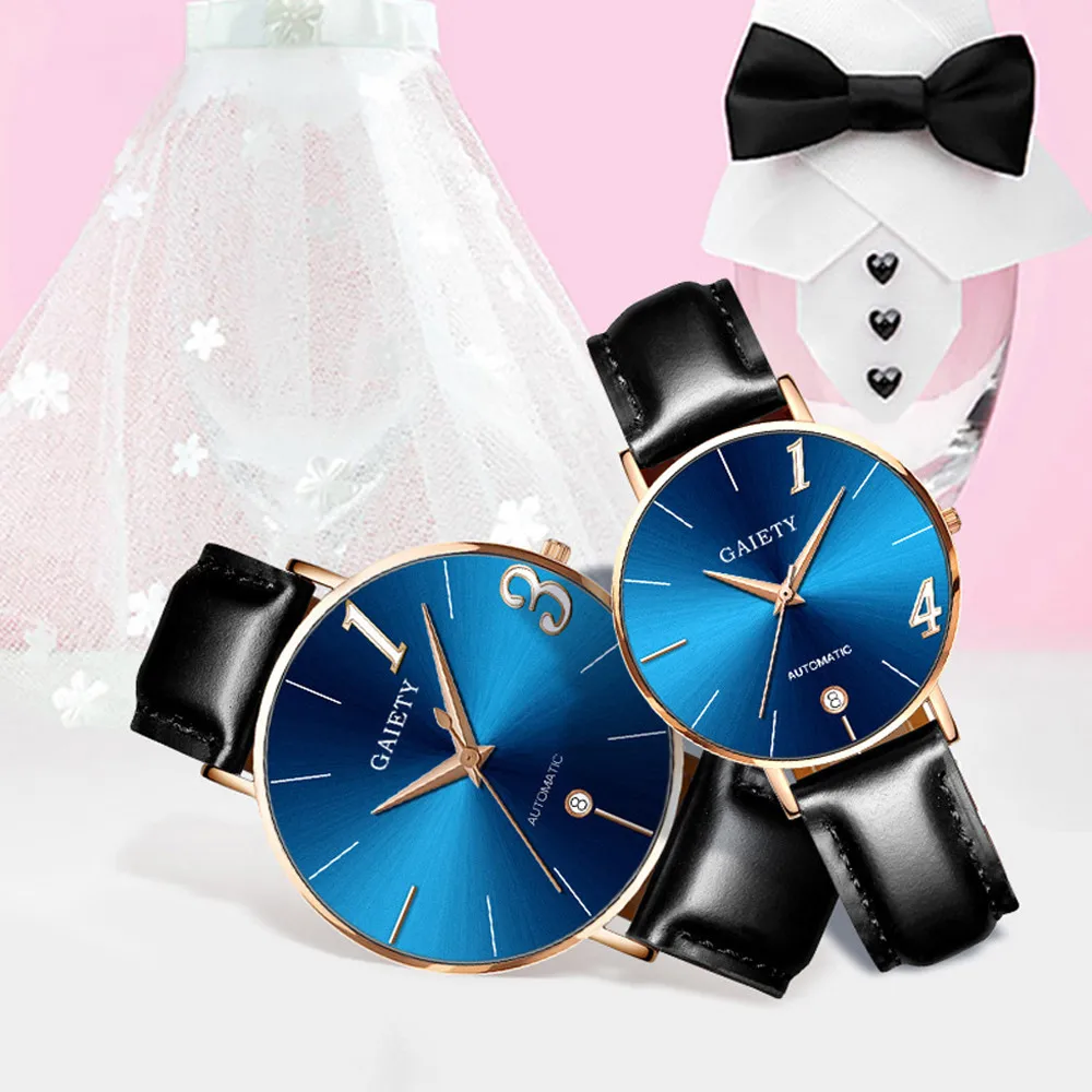 Парные часы для влюбленных, модные парные часы с кожаным ремешком, аналоговые Кварцевые женские наручные часы, подарок Zegarek Meski