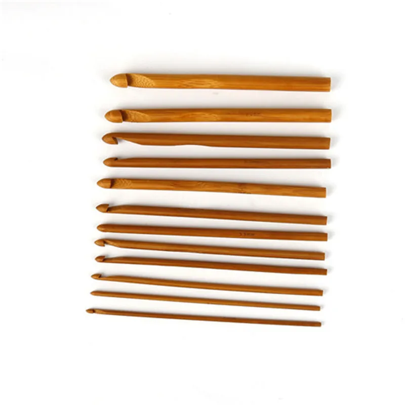 12 Размеры Вязание набор игл бамбуковой ручкой вязальный крючок плетение Вязание искусство швейные принадлежности cделай сам для пошива одежды - Цвет: 1 set 12size