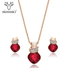 Viennois Модный Красный Кристалл женские ювелирные наборы модные серьги и кулон цепочка ожерелье наборы Рождество