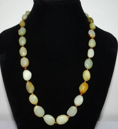 

huij 004318 China Nature Nephrite Hetian Jade Yellow Pearls Necklace Pendants