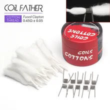 Катушка Father 10 шт. катушка Плавленая Clapton проволока Hive Tiger четвёрка плоская смесь витая 20 шт. хлопок для электронной сигареты RTA RDTA