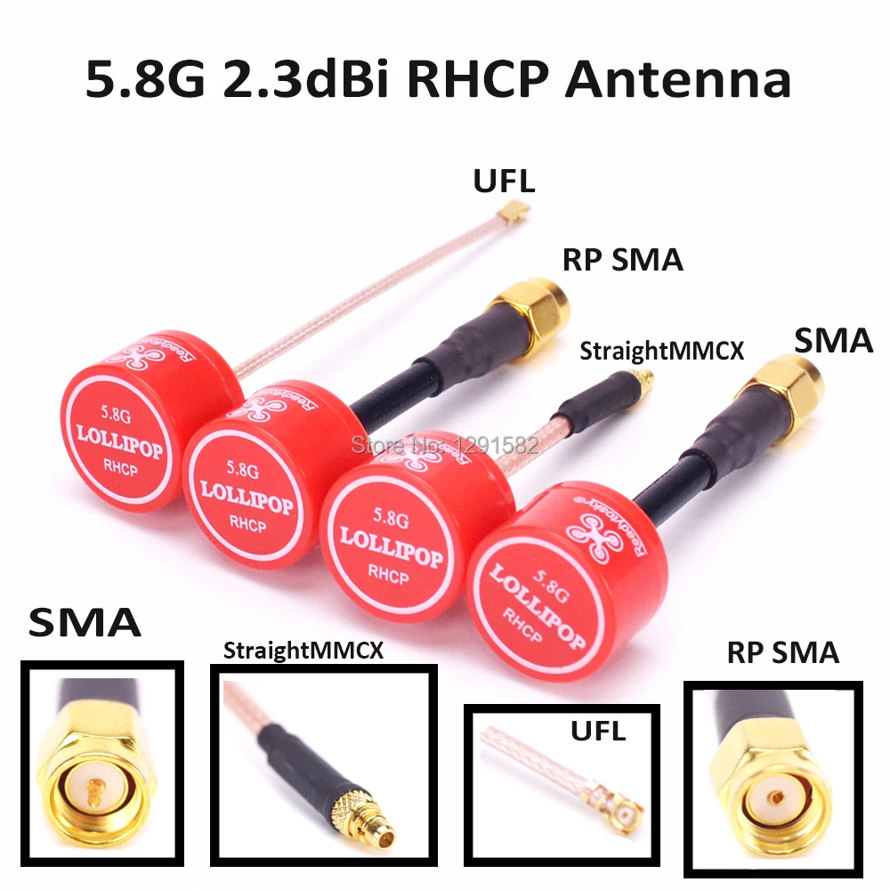 

Readytosky Lollipop 5.8G 2.3dBi RHCP Super Mini FPV Antenna Red SMA RP SMA UFL StraightMMCX Antenna For RC Drone FPV Quadcopter
