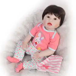 Темные волосы куклы Reborn Младенцы 22-дюймовый свет силикона Reborn Baby куклы для девочек Игрушки для ванной жизнь, как для новорожденных подарки
