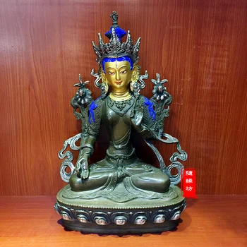 

31 cm LARGE # HOME hall efficacious Protection Talisman Tibetan temple Buddhism gold-plated gilt White Tara buddha statue