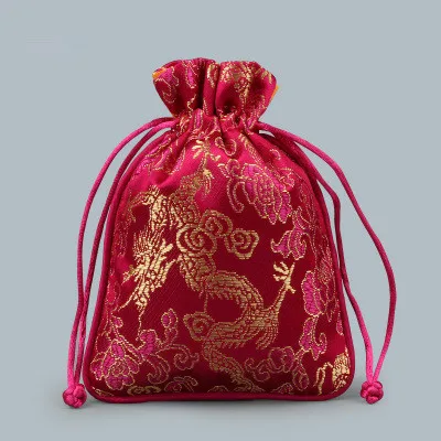 Китайский дракон небольшой мешочек со шнурком Рождество конфеты Чай сумка свадебные подарочные пакеты для вечеринки шелковой парчи мешок ювелирных изделий с подкладкой