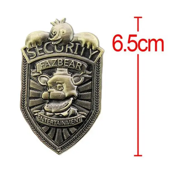 

Hot New Game 5 Five Nights At Freddys Metal 6.5cm Fazbear Security Badge FNAF Figure Pendant
