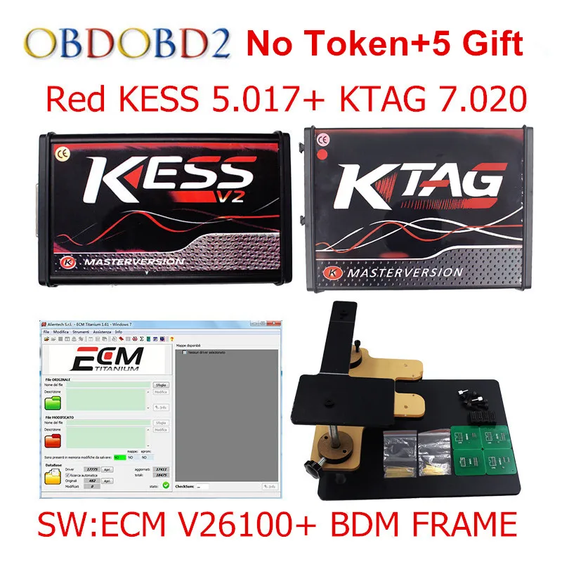 Онлайн Красный KESS V5.017 V2.47+ 4 светодиодный KTAG V7.020 V2.23+ светодиодный BDM Рамка без жетонов KESS 5,017+ K-TAG K Tag 7,020 ECU программист - Цвет: Зеленый