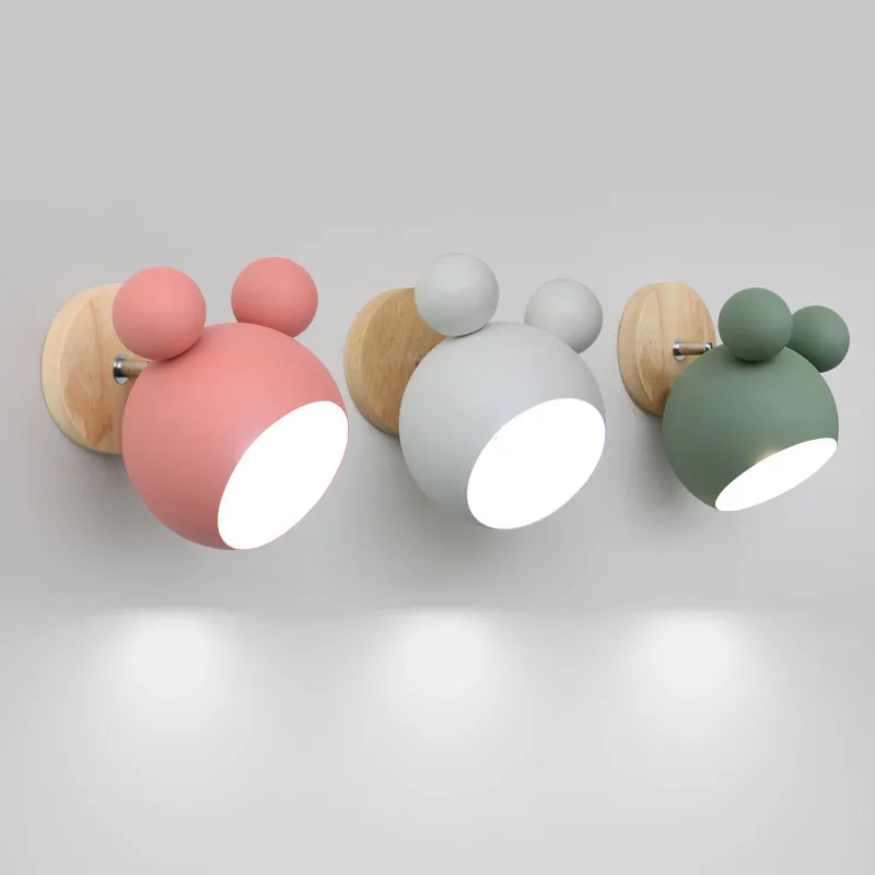 

Novelty LED wall lamp lovely panda wood metal indoor shop bar restaurant living room background light fixture