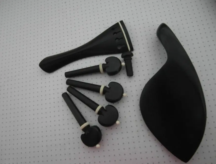 

1set of ebony wood violin part 4/4 inlay whtie decoration, peg, tailpiece