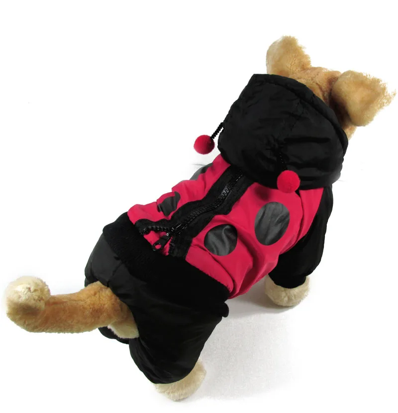 Black Red Dog Clothing Autumn Winter 3D Ladybird Pet Dog Dust Coat