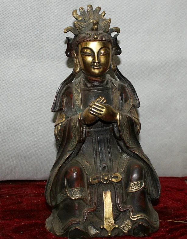 

Collectible bronze S1862 13" Chinese Bronze seat queen mother empress kaiserin queen Statue sculpture (B0413)