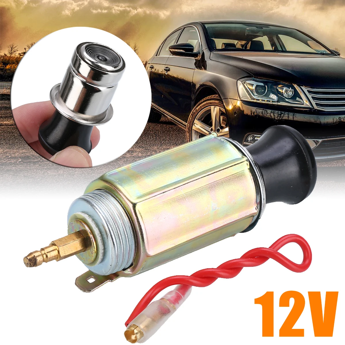 Mayitr 12V Brass Auto Car Cigarette Lighter Head Power Plug + Socket Assembly Set Universal 28mm Hole DC 12V