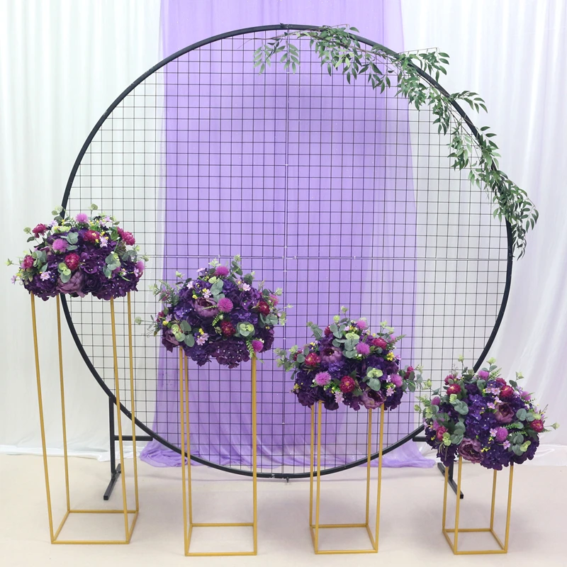 JAROWN Custom Wedding Color Artificial Rose Hydrangea Flower Ball Flower Row Arch Stand Set Party Decor Large Event Decoration (5)