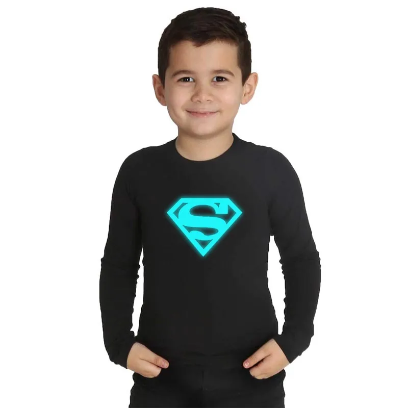 

LYTLM Children's Clothing for Boys Superman Tshirt Kids Toddler Girl Clothes Shirt Luminous Neon Kids Girls Long Sleeve T Shirts