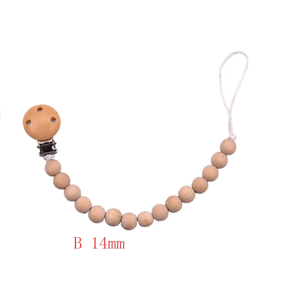 Baby Wood Beaded Pacifier Clip Dummy Chain Nipple Holder Infant Soother Teether For Infant Feeding Pacifier Chains Safe Teething