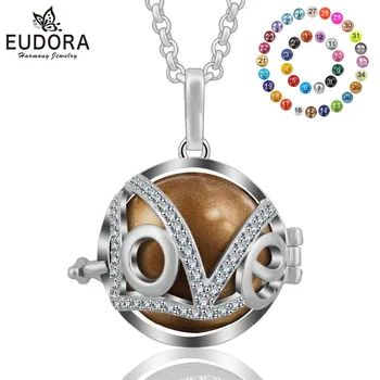 

Eudora copper 20mm Harmony Ball CZ Love Cage Pendants Necklaces Floating Bola Aromatherapy Locket Women Pendant K167N20