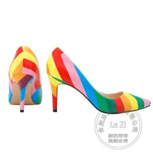 Pumpen Club Beliebtesten Multi Farbige Flach Mund Kitten Heels Zement Einzel Stiletto frauen Regenbogen Schuhe Spitz