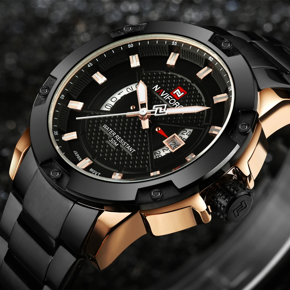 NAVIFORCE Fashion Sport Watch Men Luxury Brand Military Quartz Man Full Steel Waterproof Wrist Watc