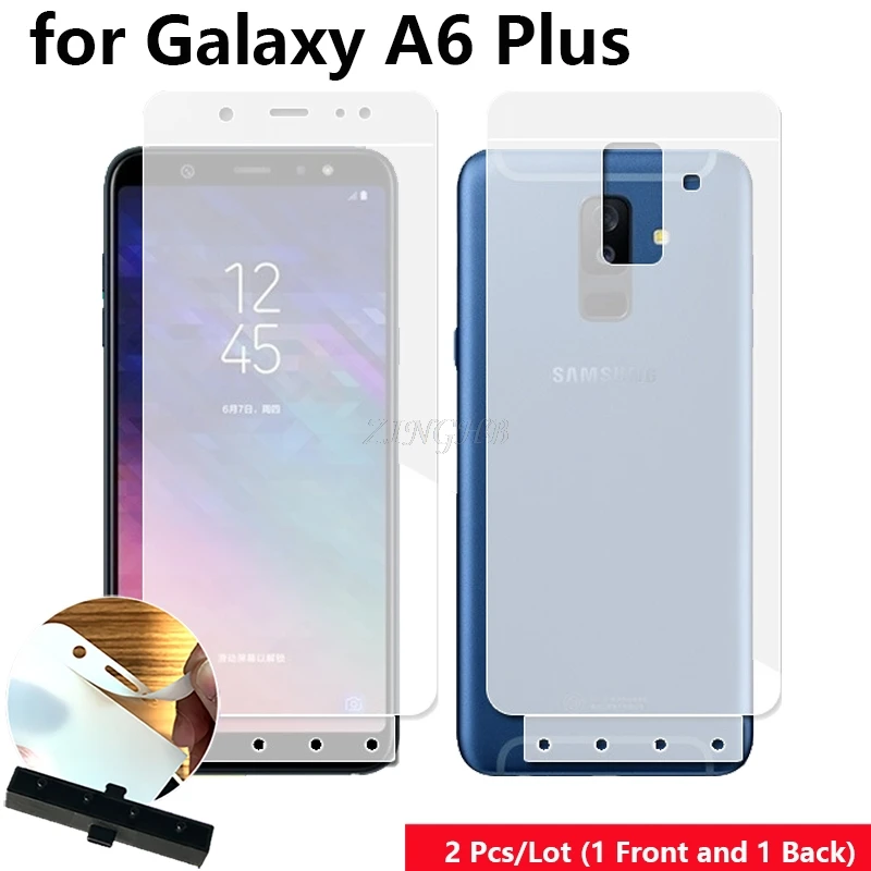

2 Pcs Front Back Smart Guide Tool Soft Film AUTO Fixed Hydrogel Film Full Body Screen Protector for Samsung Galaxy A6 Plus 6.0"