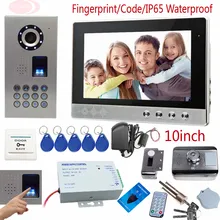 Fingerprint Door Phone 10inch Color Screen Interphone Phone Waterproof IP65 House Security Lock Rfid Unlock Code
