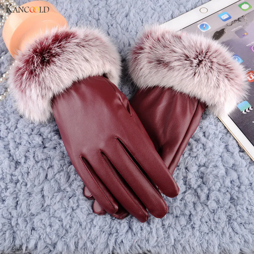 2017 Sheepskin Genuine Women's Winter Faux Rabbit Fur Gloves Women's