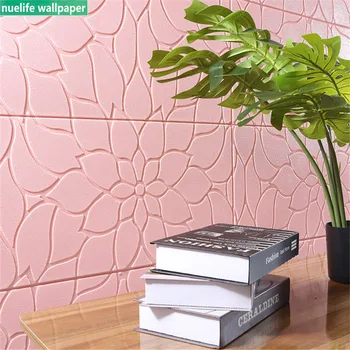 

3d lotus pattern wall stickers waterproof anti-collision wall foam soft package bedroom bedroom wall self-adhesive wallpaper