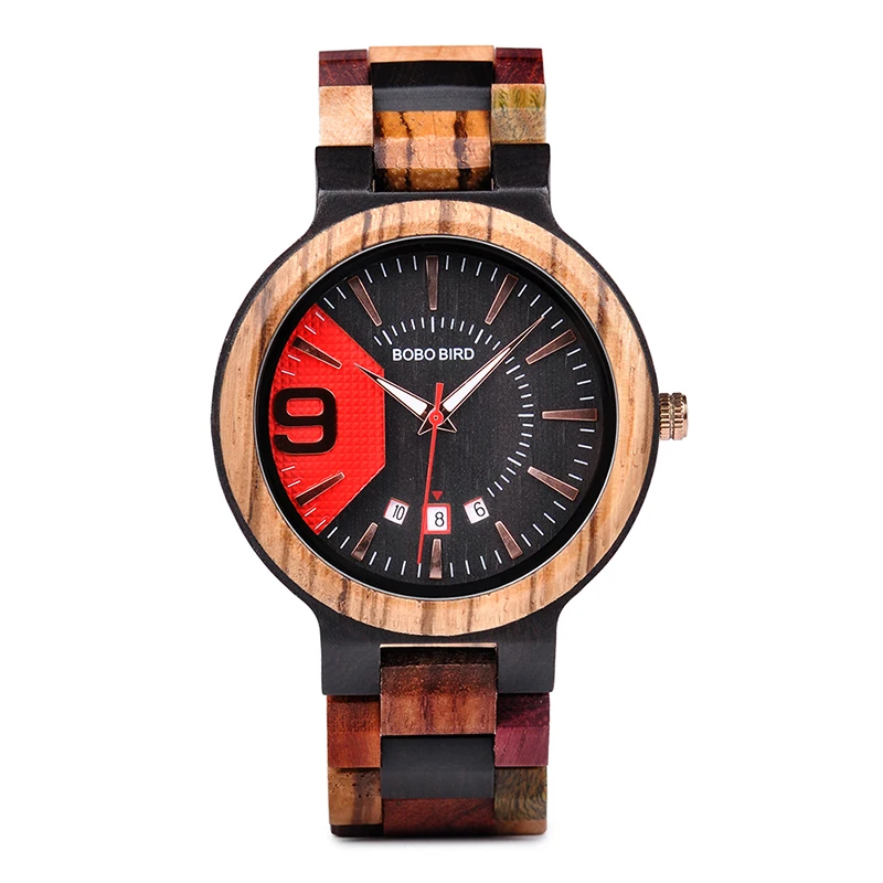 BOBO BIRD Wooden Watch Men Show Date Qartz Wristwatch Male relojes hombre Clock Colorful Strap Wooden Box saat erkek Drop Ship