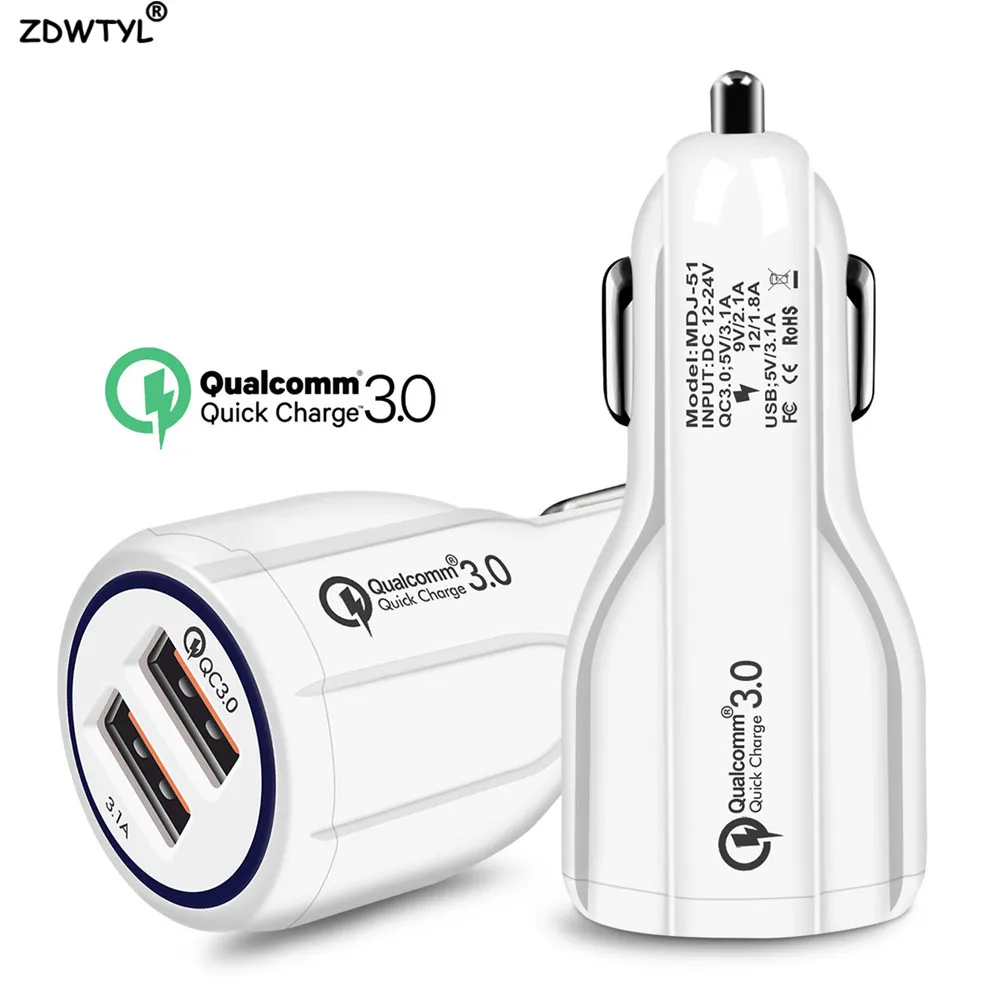 

Quick Charge 3.0 Car Charger For Mobile Phone Dual Usb Car Charger Qualcomm Qc 3.0 Fast Charging Adapter Mini Usb Car Charger