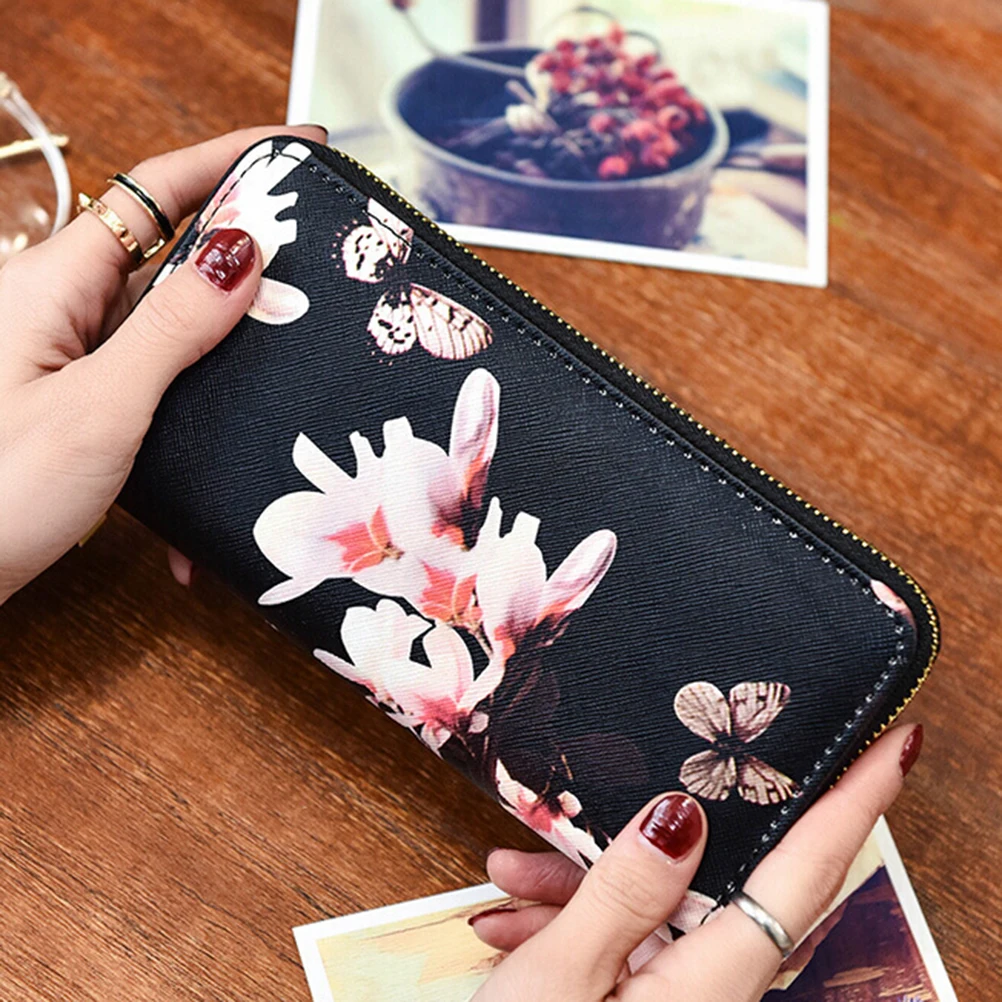 

1PC Fashion Envelope Women Wallet Flower Print Wallet Long Creative Female Card Holder PU Wallet Coin Purses Girls