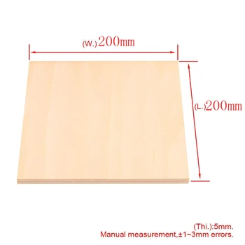 

5Pcs 20x20cm Blank 5mm Thickness Board Unfinished Unpainted Sheets for Wood DIY Craft Carving Modeling