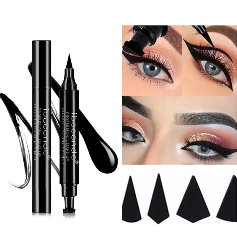 

Hot 4 Styles Eyeliner Stamp Pencil Black Liquid Makeup Waterproof Long-lasting Eye Liner Wing Stamps delineador
