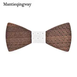 Mantieqingway деревянный узкие Bowknots для свадьбы Gravatas тонкий галстук полиэстер Воротник Галстуки взрослых Творческий Дерево бабочкой для мужчин