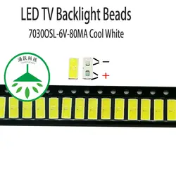 100 шт./лот ремонт Телевизор светодиодная подсветка для бара патч LED бусины 7030 6 v 80ma холодный белый подходит для samsung и tcl экран