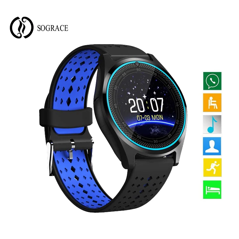 Смарт часы V9 спортивные с Камера Поддержка bluetooth сим карта TF шагомер MP3 телефона