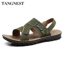 Tangnest Hommes D’été Gladiateur Sandales Nouveau 2017 Hommes Plage Pantoufles Homme Pu En Cuir Souple Sandales Sandales Hommes Occasionnels Non-Slip chaussures XML194