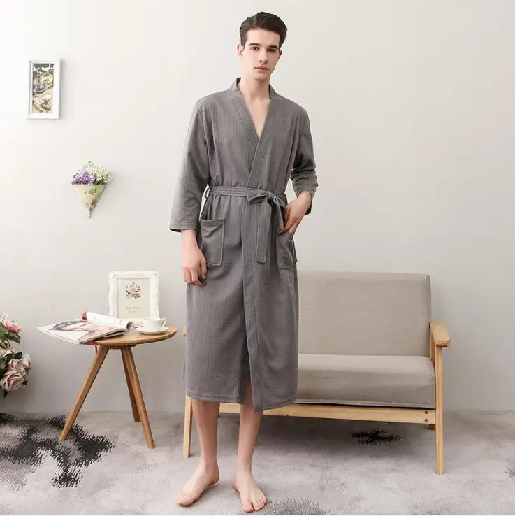 Для влюбленных; сезон осень водопоглощение модное полотенце банные мужские халаты соблазнительное кимоно Вафельный Халат Wo Для мужчин s плюс Размеры халат мужские халаты - Цвет: gray man