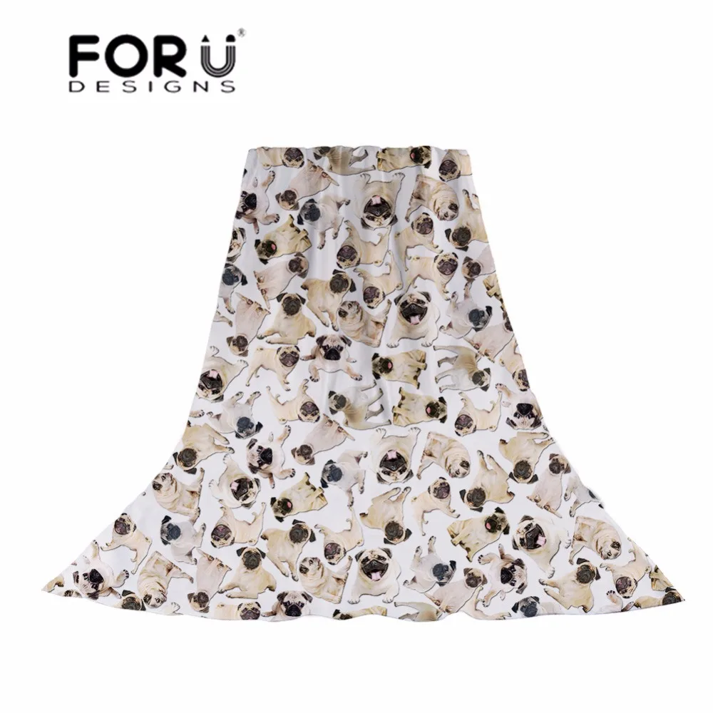 

FORUDESIGNS 3D Pug Dog Printing Women Scarf Ladies Thin Light Long Scarve for Female Cute Puppy Pattern Shawl Beach Cachecol