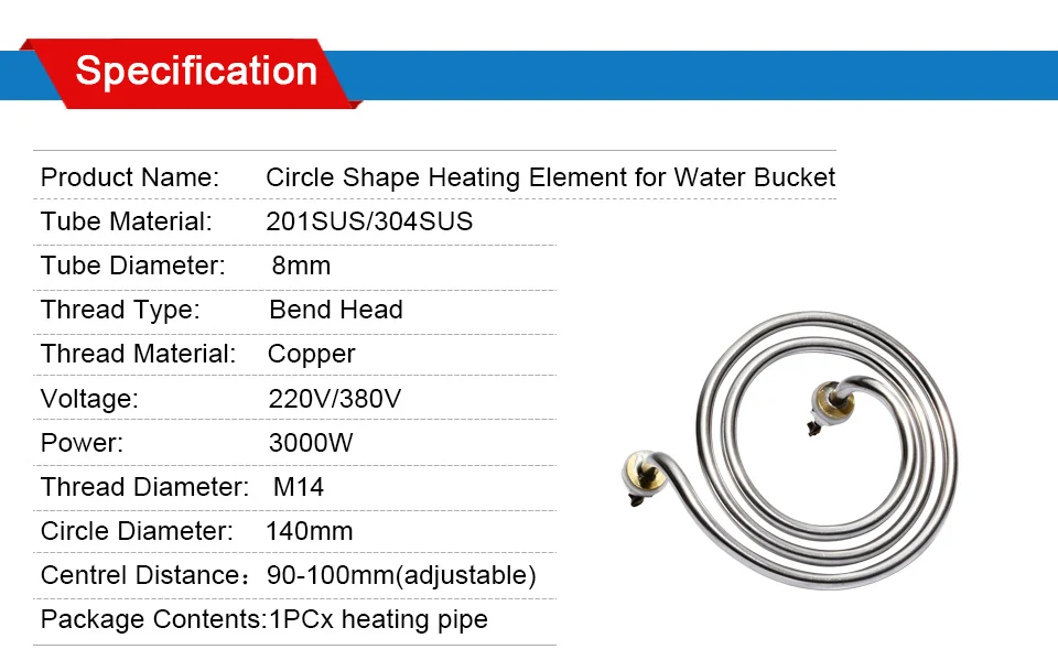 LJXH катушки Нагревательный элемент Циркуляционной Воды нагреватель воды трубы AC220V/380 V 3KW 201/304 Нержавеющая сталь Электрический Запчасти для ведро воды/платье на бретелях