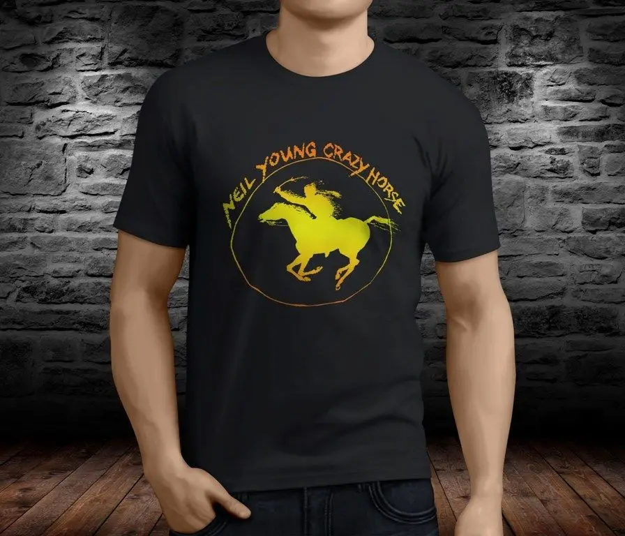 Новые популярные NEIL YOUNG Легенда Crazy Horse Для мужчин черная футболка Размеры S