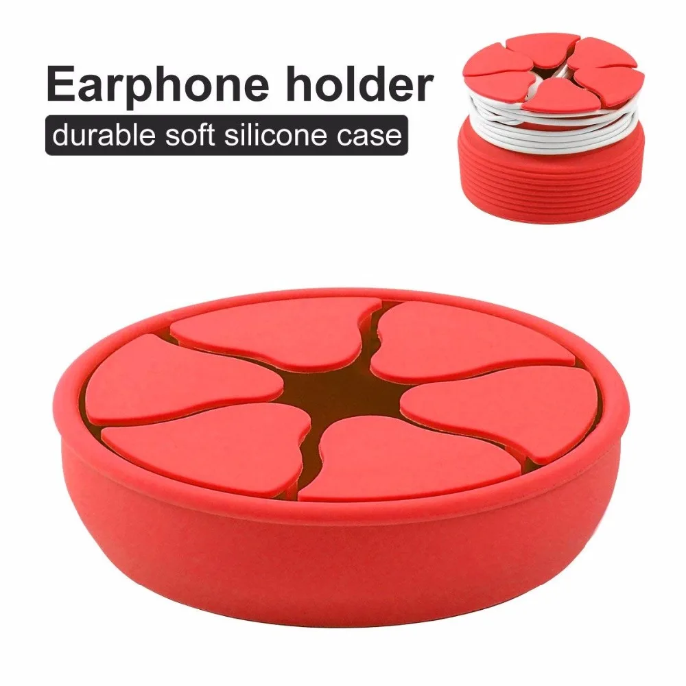 2 Pack Tangle-Free Earbuds Holder Storage Case Portable Earbuds Holder Wrap Silicone Headphone Earphone Cable Organizer