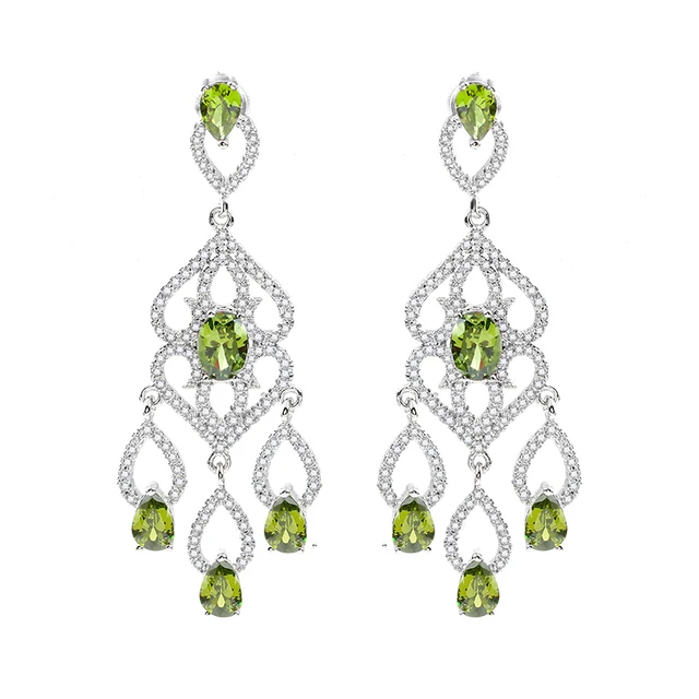 Silver Colors My One True Love Stud Earrings For Women Openwork Silver Colors My One True Love Stud Earrings For Women Openwork Heart With Olive Green