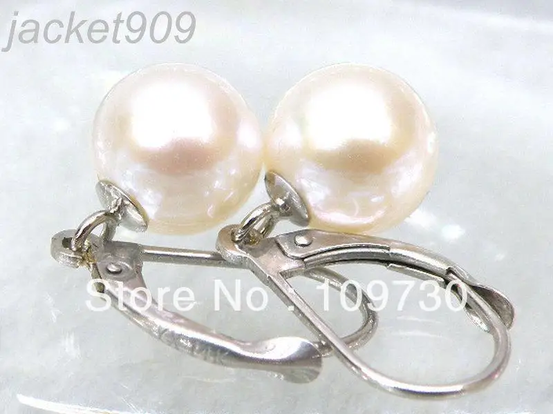 

ry00128 Top fine AAA+++ 8.5mm 9mm white akoya pearl dangle earring 14KT gold