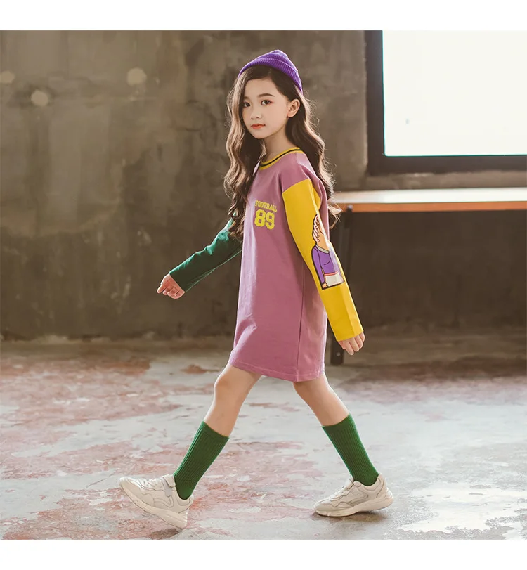 Футболка с длинными рукавами для девочек, детская одежда из хлопка для детей 4-14 лет